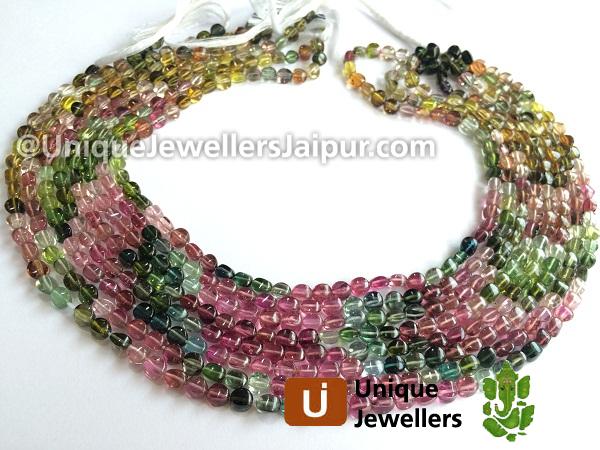 Tourmaline Smooth Twisted Roundelle Beads